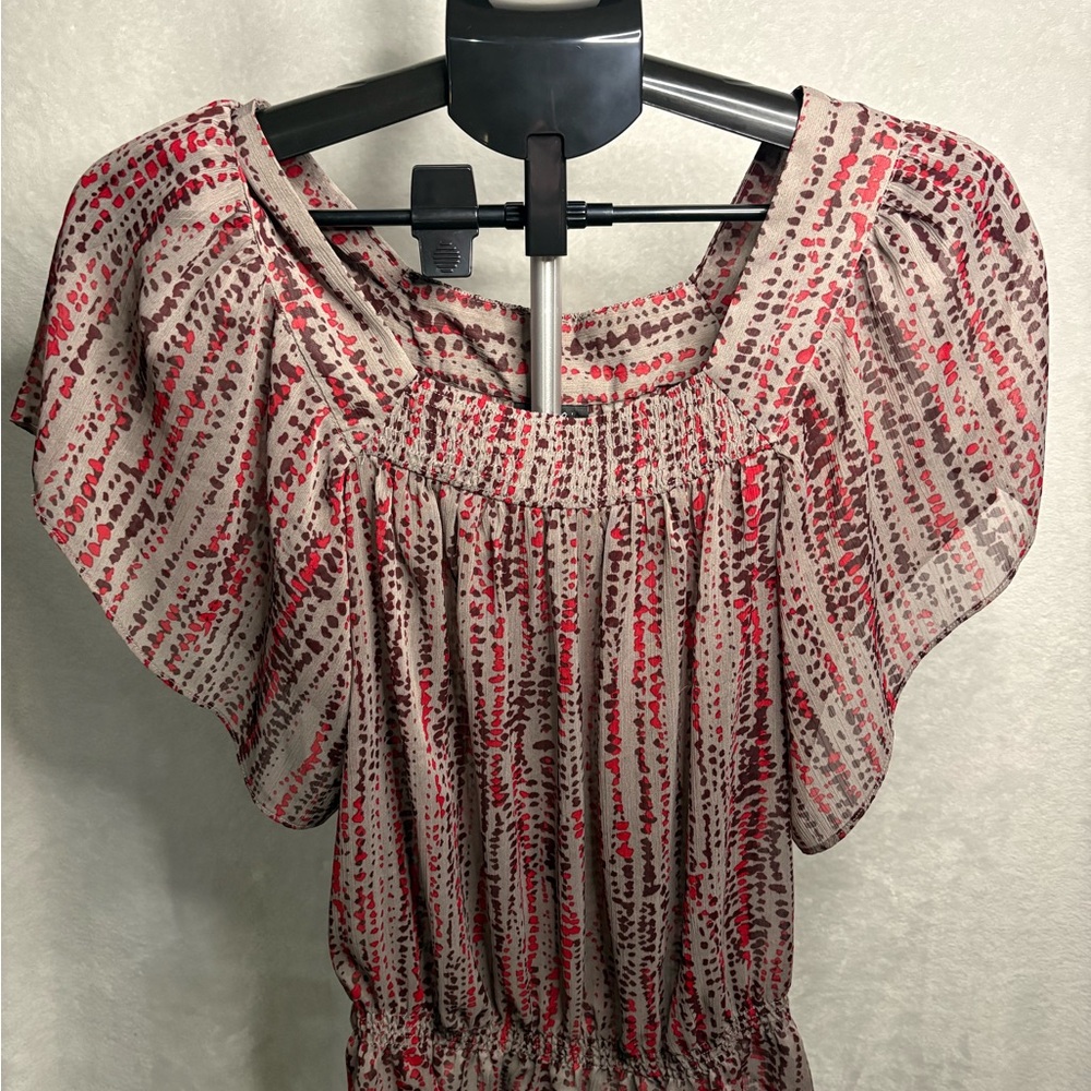 Stylish Dotted Blouse in Red and Brown